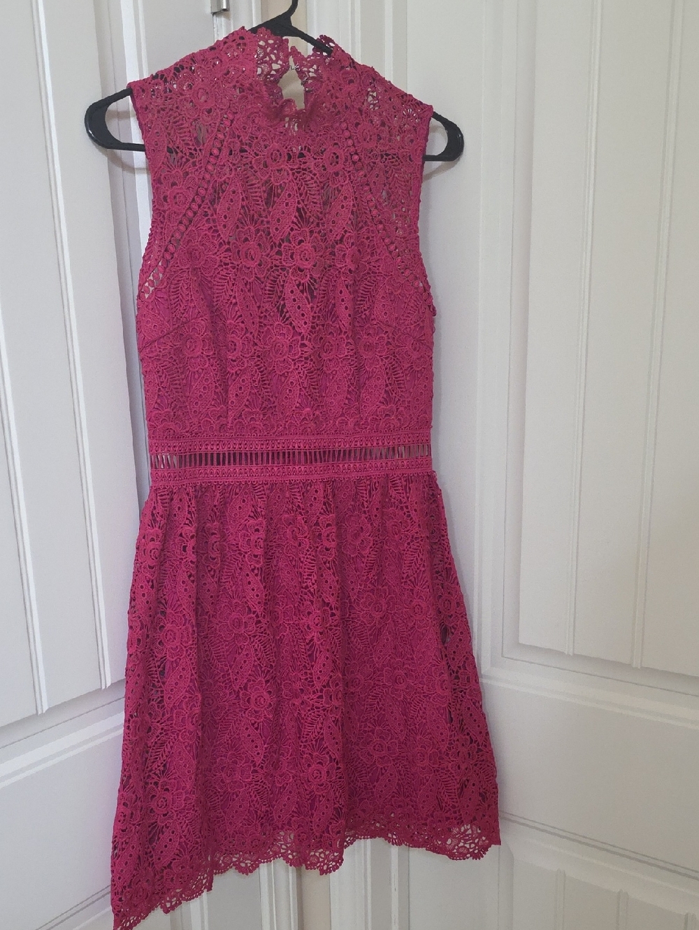 Girls' Fuchsia Lace Sleeveless Fit-and-Flare Dress